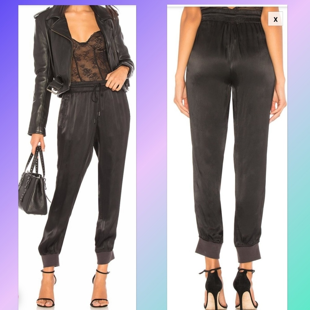 🆕Sanctuary "Dreamer" Black Satin Cropped Joggers